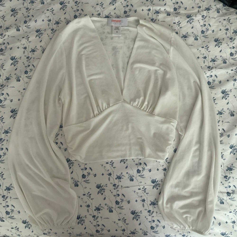 Renee C. Women's Cream V-Neck Blouse